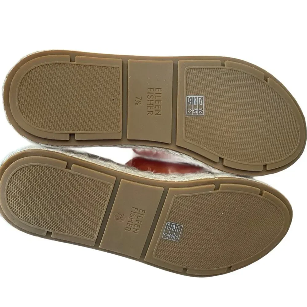 Eileen Fisher Tarry Toe Leather Espadrille Sandals Wedge Tangelo Orange 7.5 - Picture 7 of 8